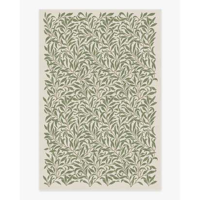 Pure Willow Boughs Green Flatwoven Rug by Morris & Co. - 200 x 290 cm - Rug + Pad System