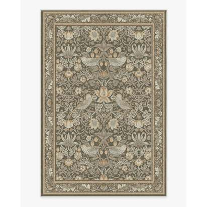 Strawberry Thief Stone Gold Flatwoven Rug by Morris & Co. - 200 x 290 cm - Rug + Pad System