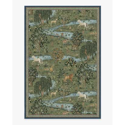 Owl & Willow Green Flatwoven Rug by Morris & Co. - 200 x 290 cm - Rug + Pad System
