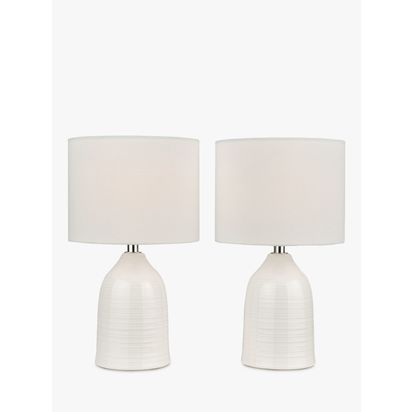 Laura Ashley Penny Ceramic Table Lamps, Set of 2, Cream Cream | H31.50 x W18 x D18cm