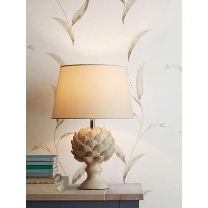 Laura Ashley Artichoke Ceramic Table Lamp, Gloss White Gloss White | H44.50 x W30 x D30cm