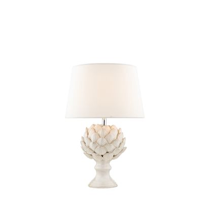 Laura Ashley Artichoke Ceramic Table Lamp, Gloss White Gloss White | H44.50 x W30 x D30cm