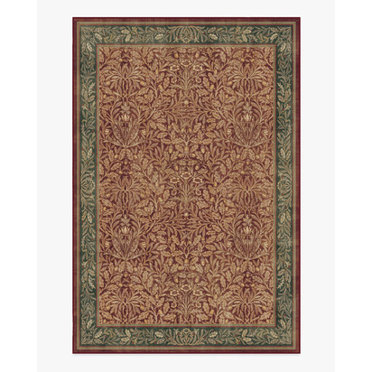 Acorn Amber Red Flatwoven Rug by Morris & Co. - 185 x 275 cm - Rug + Pad System