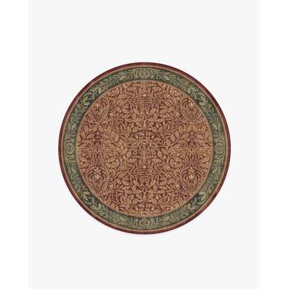 Acorn Amber Red Flatwoven Rug by Morris & Co. - 185 Round cm - Rug + Pad System