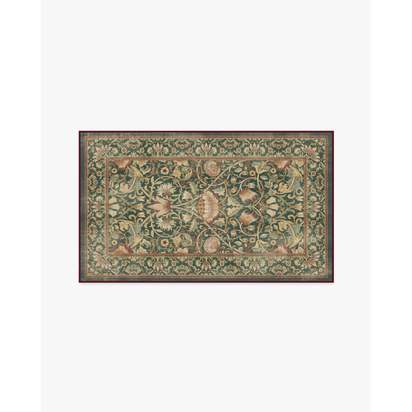 Lodden Soft Evergreen & Gold Flatwoven Rug by Morris & Co. - 90 x 150 cm - Rug + Pad System