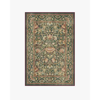 Lodden Soft Evergreen & Gold Flatwoven Rug by Morris & Co. - 120 x 185 cm - Rug + Pad System