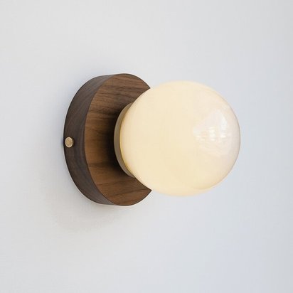 Opal Glass Flush Wall Light - Hardwood, Walnut