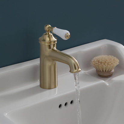 Butler & Rose Caledonia Lever Basin Mixer Tap with Click Clack Waste - Brushed Brass
