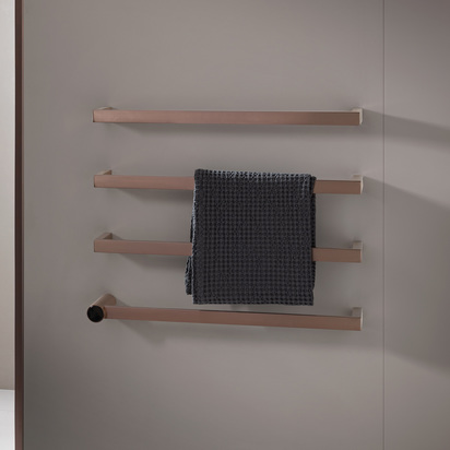 Just Taps Zyon Flat Bar Stainless Steel Heated Dry Electric Towel Rail - Brushed Bronze