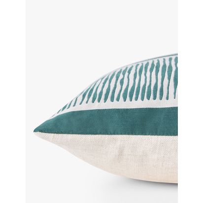 John Lewis X Collagerie Ikat Stripe Cushion Green | L60 x W40cm