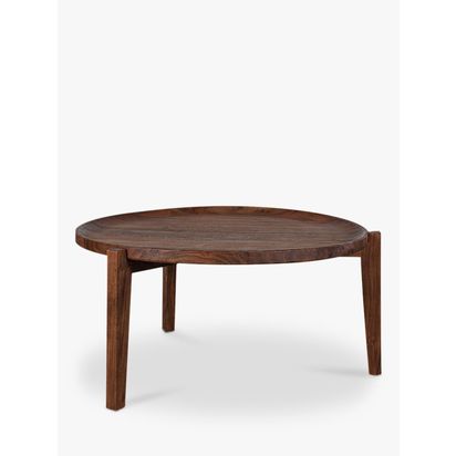 nkuku Umar Mango Wood Coffee Table, Dark Brown Brown Dark | H46 x W94 x D94cm