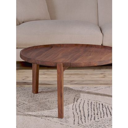 nkuku Umar Mango Wood Coffee Table, Dark Brown Brown Dark | H46 x W94 x D94cm