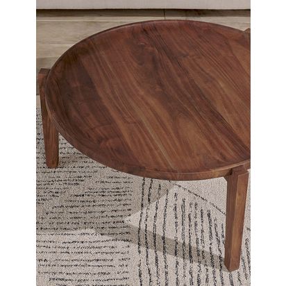 nkuku Umar Mango Wood Coffee Table, Dark Brown Brown Dark | H46 x W94 x D94cm