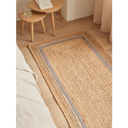 John Lewis Jute Border Runner Rug, L240 x W70 cm Grey | L240 x W70 x D1cm