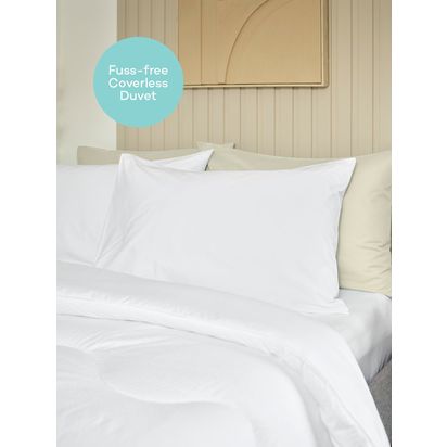 Night Lark Seersucker Coverless Duvet & Pillowcase Set, 10.5 Tog, Polar White Polar White | Single, 135 x 200cm