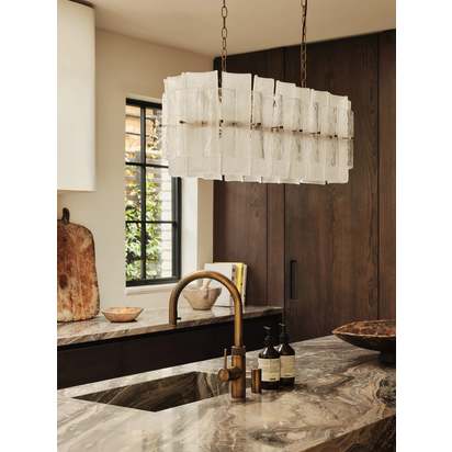 Pazo - 5 light layered textured glass oval chandelier