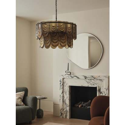 Selmes - 4 light bronze and smoked green glass chandelier