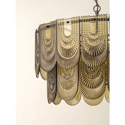 Selmes - 4 light bronze and smoked green glass chandelier
