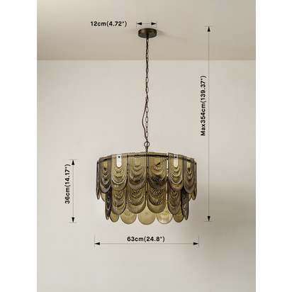 Selmes - 4 light bronze and smoked green glass chandelier