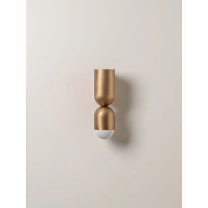 Tuba - 2 light aged brass and opal wall light