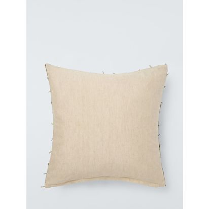 John Lewis Tassel Velvet Cushion Olive | L50 x W50 x D1.25cm
