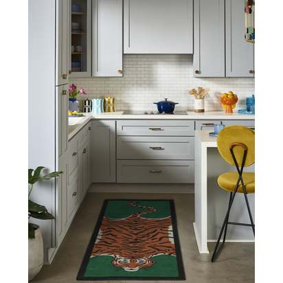 Tiger Emerald Flatwoven Rug by Jonathan Adler - 120 x 185 cm - Rug + Pad System