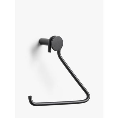John Lewis Matt Black Toilet Roll Holder Black | H14.8 x W16.2 x D5.5cm