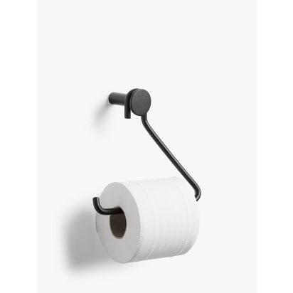 John Lewis Matt Black Toilet Roll Holder Black | H14.8 x W16.2 x D5.5cm
