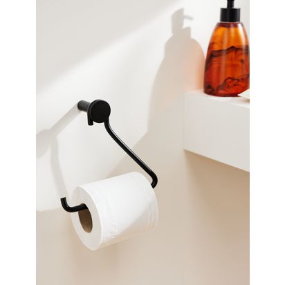 John Lewis Matt Black Toilet Roll Holder Black | H14.8 x W16.2 x D5.5cm