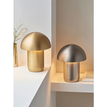 John Lewis Mushroom Rechargeable Dimmable Table Lamp Metallics | H25.5 x Dia.20cm