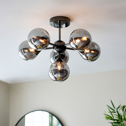 Oscar 6 Ceiling Light Black Chrome