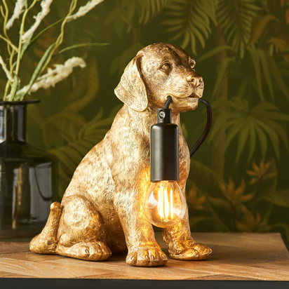 Amberwick Puppy Table Lamp Vintage Gold