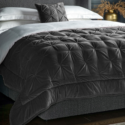 Opulent Velvet Bedspread Charcoal 2200x2400mm