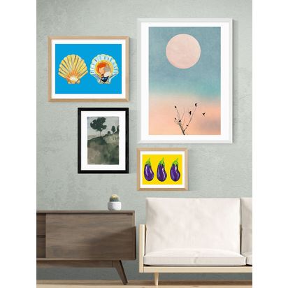 EAST END PRINTS Jörgen Hansson 'Slope II' Framed Print Black Frame | H33.40 x W28.40 x D2.20cm