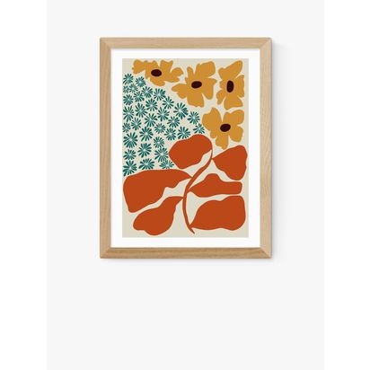 EAST END PRINTS Miho Art Studio 'Exotic Flower Garden' Framed Print Oak Frame | H53.40 x W43.40 x D2.20cm