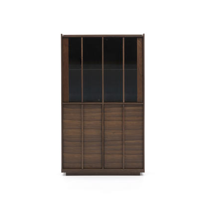 Onix display cabinet solid walnut and walnut veneer dark finish 101 x 170 cm FSC Mix Credi