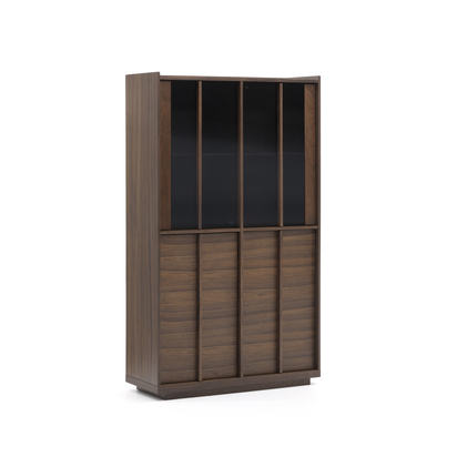 Onix display cabinet solid walnut and walnut veneer dark finish 100 x 170 cm FSC Mix Credi