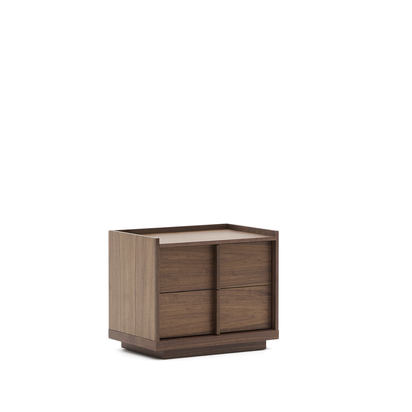 Onix bedside table, 2 drawers,  walnut veneer in a dark finish, 60 x 47 cm FSC Mix Credit