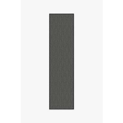 Halo Diamond Grey Outdoor Rug - 75 x 305 cm - Rug + Pad System