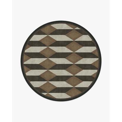 Oak Black & Camel Flatwoven Rug by Martyn Lawrence Bullard - 245 Round cm - Rug + Pad System