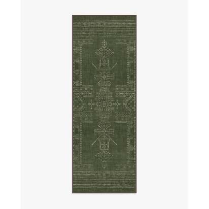 Amira Green Flatwoven Rug by Martyn Lawrence Bullard - 75 x 215 cm - Rug + Pad System