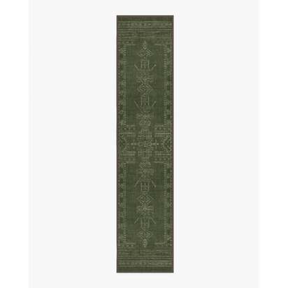 Amira Green Flatwoven Rug by Martyn Lawrence Bullard - 75 x 365 cm - Rug + Pad System