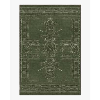 Amira Green Flatwoven Rug by Martyn Lawrence Bullard - 185 x 275 cm - Rug + Pad System