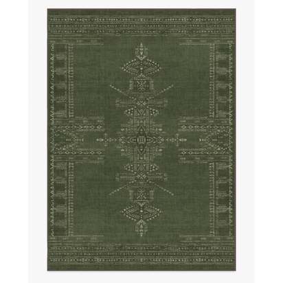 Amira Green Flatwoven Rug by Martyn Lawrence Bullard - 305 x 425 cm - Rug + Pad System
