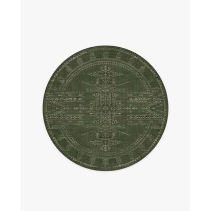 Amira Green Flatwoven Rug by Martyn Lawrence Bullard - 185 Round cm - Rug + Pad System