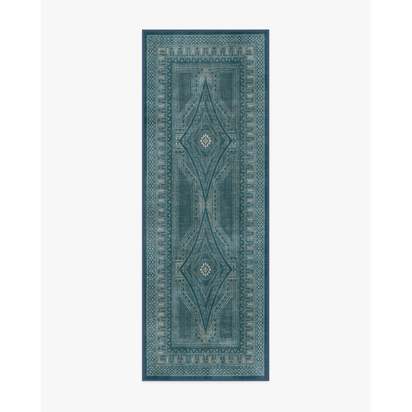 Nomad Blue Flatwoven Rug by Martyn Lawrence Bullard - 75 x 215 cm - Rug + Pad System