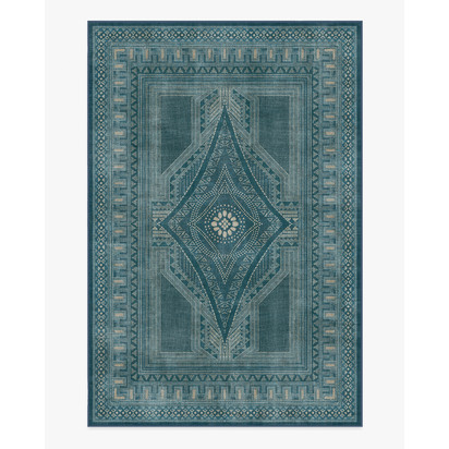 Nomad Blue Flatwoven Rug by Martyn Lawrence Bullard - 185 x 275 cm - Rug + Pad System