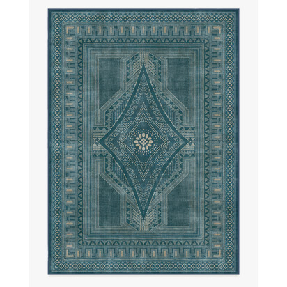 Nomad Blue Flatwoven Rug by Martyn Lawrence Bullard - 305 x 425 cm - Rug + Pad System