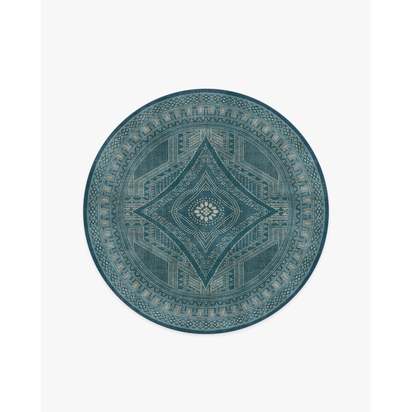 Nomad Blue Flatwoven Rug by Martyn Lawrence Bullard - 185 Round cm - Rug + Pad System