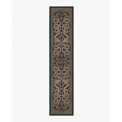 Sumaya Soft Black Flatwoven Rug by Martyn Lawrence Bullard - 75 x 365 cm - Rug + Pad System